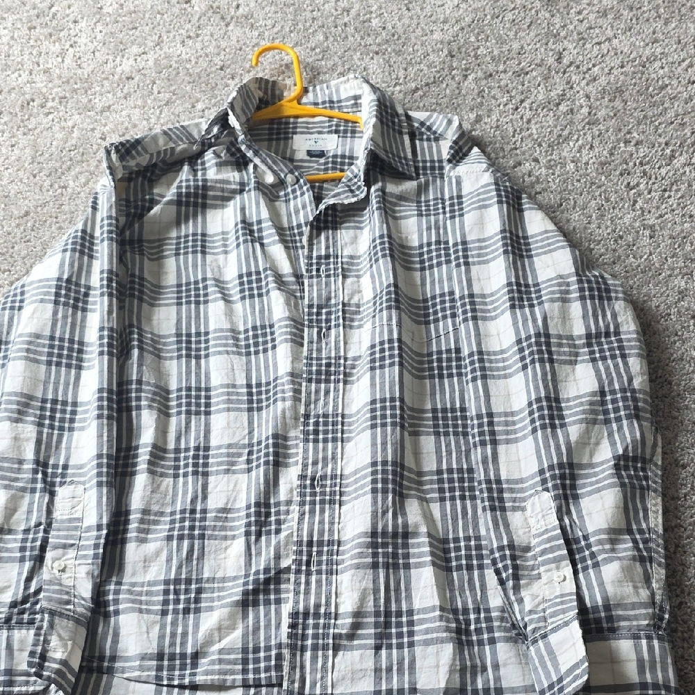 American Eagle Outfitters Men's Checkered Shirt - Black and White